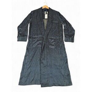 Barrington Silk Long Robe Duster OS Navy Geometric‎ Print